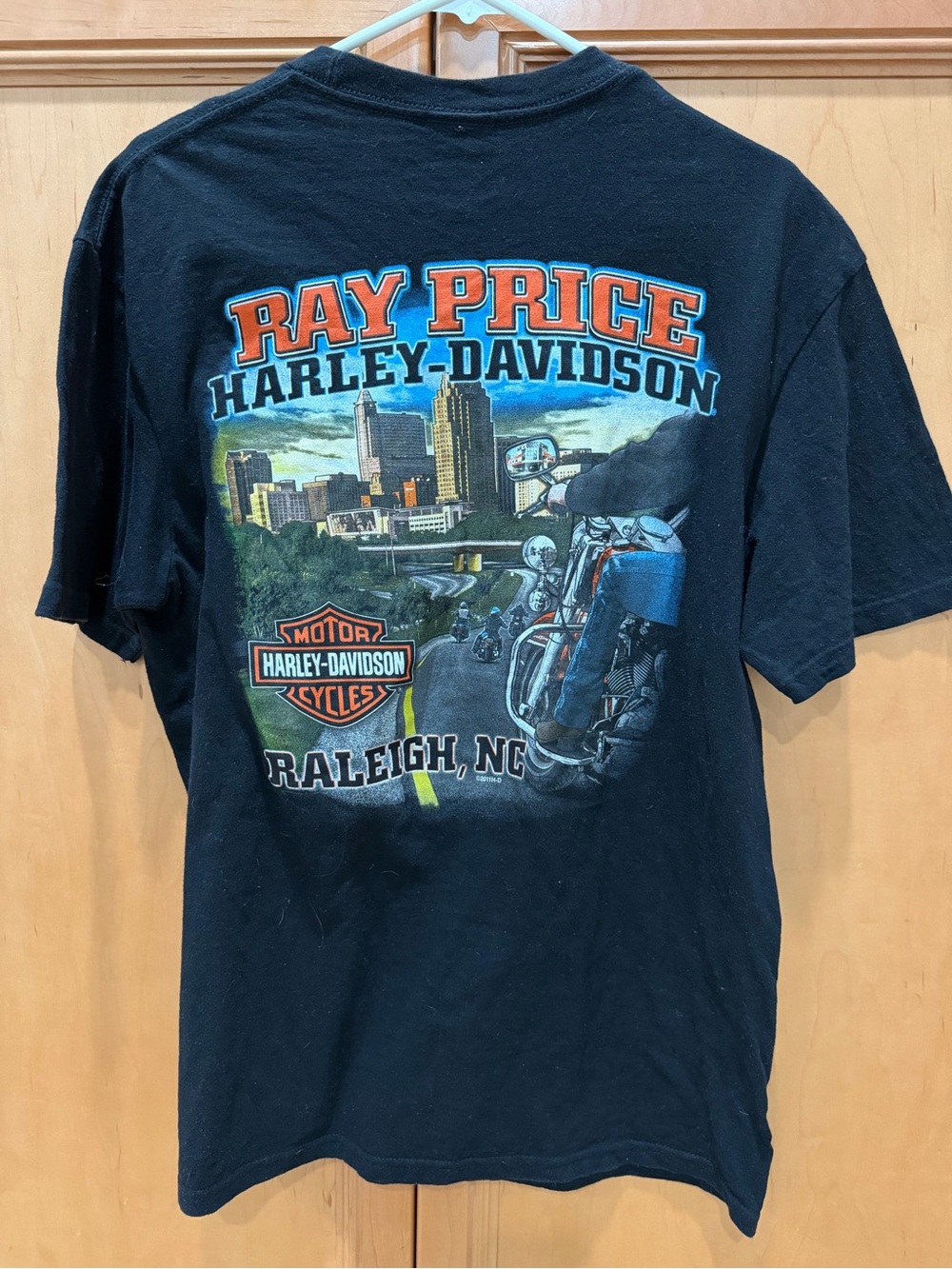 Harley-Davidson Black Raleigh Skyline & Motorcycle Graphic Tee